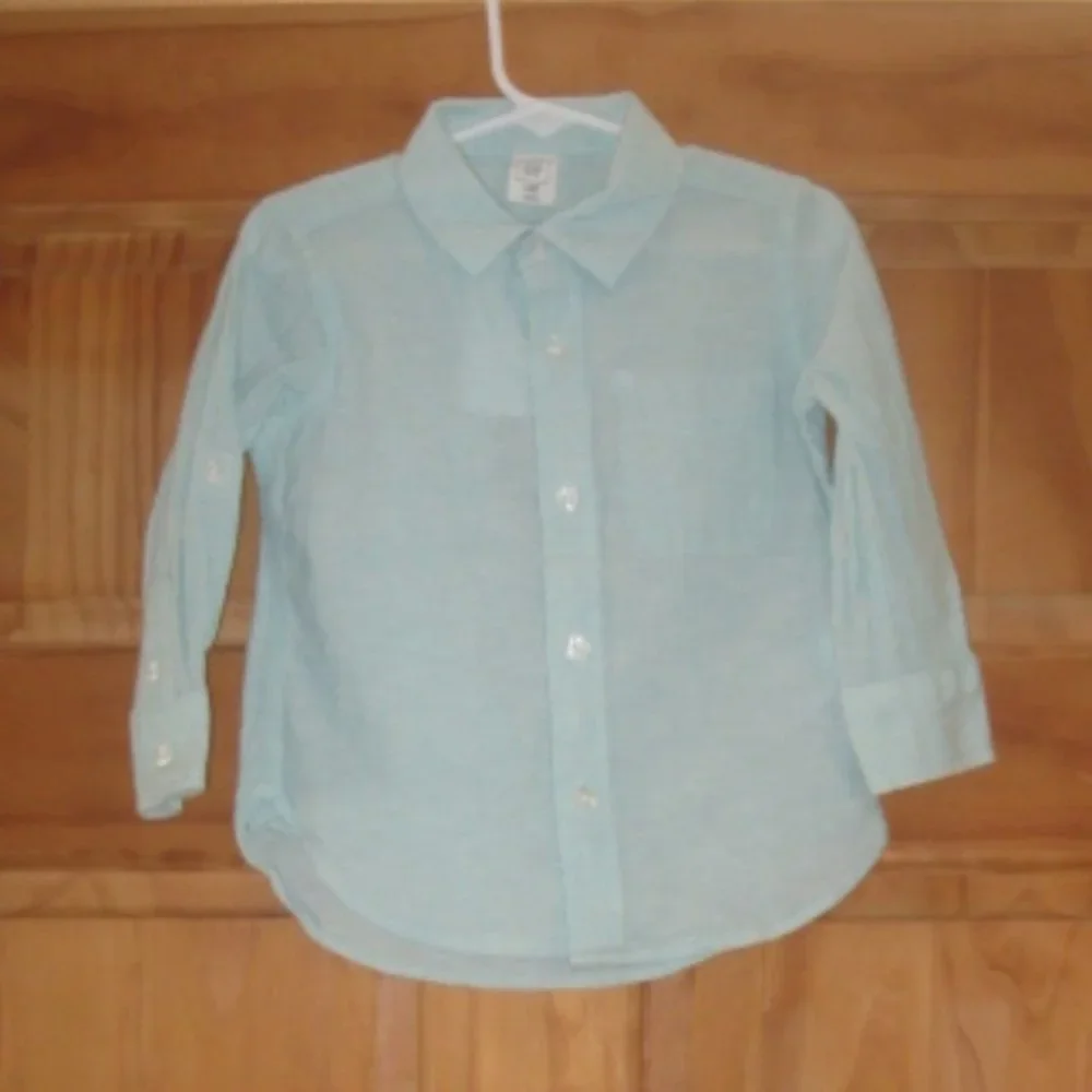 5/$30 Boys Baby Gap Green Long Sleeve Button Down Shirt